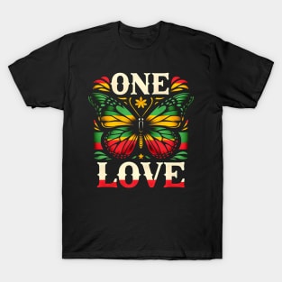 Rasta Colors, Butterfly Reggae Love Music T-Shirt